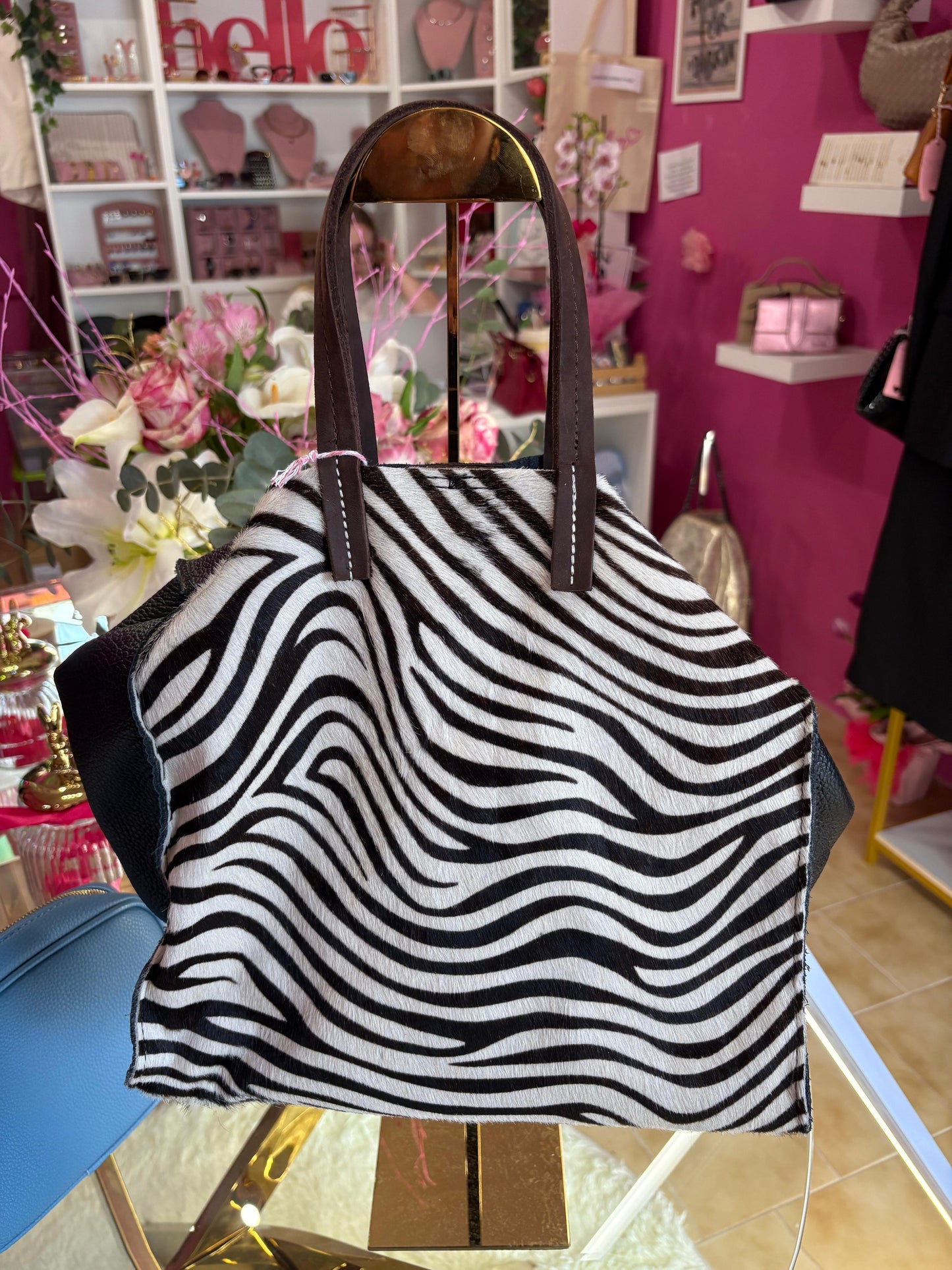 Borsa in pelle e cavallino